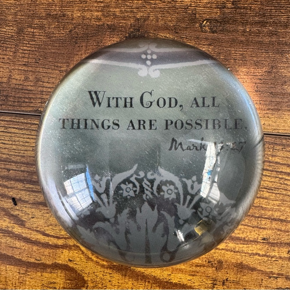 With God‎ All Things Are Possible Glass Paperweight Mark 10:27 Scripture